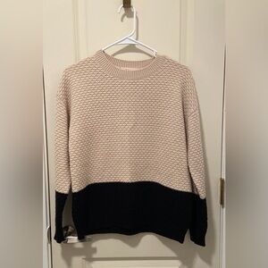 Philosophy Cream and Black Crew Neck Sweater with Textured Knit